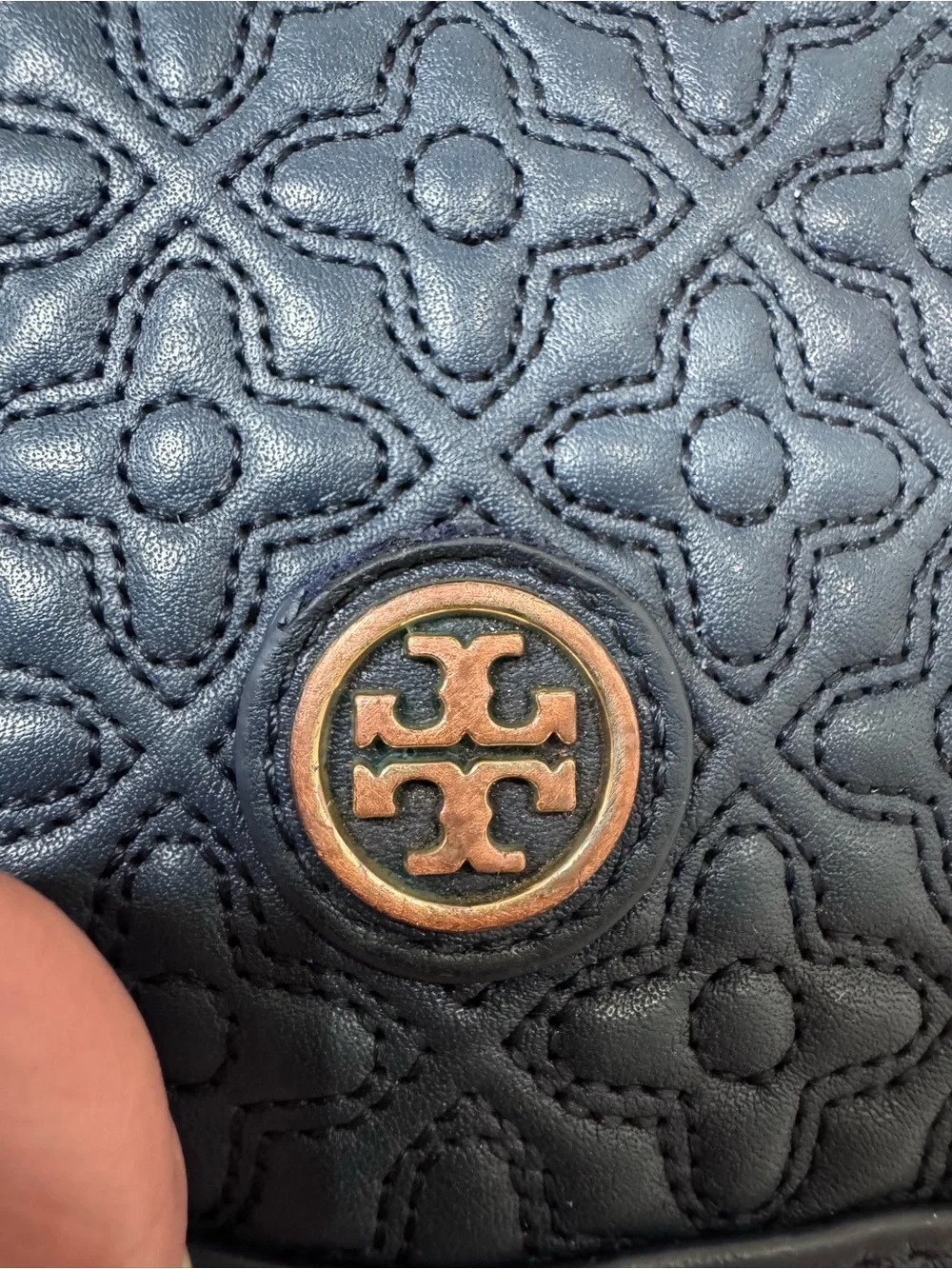 Tory Burch Blue Quilted Leather Shoulder Bag with Chain Strap See Photos